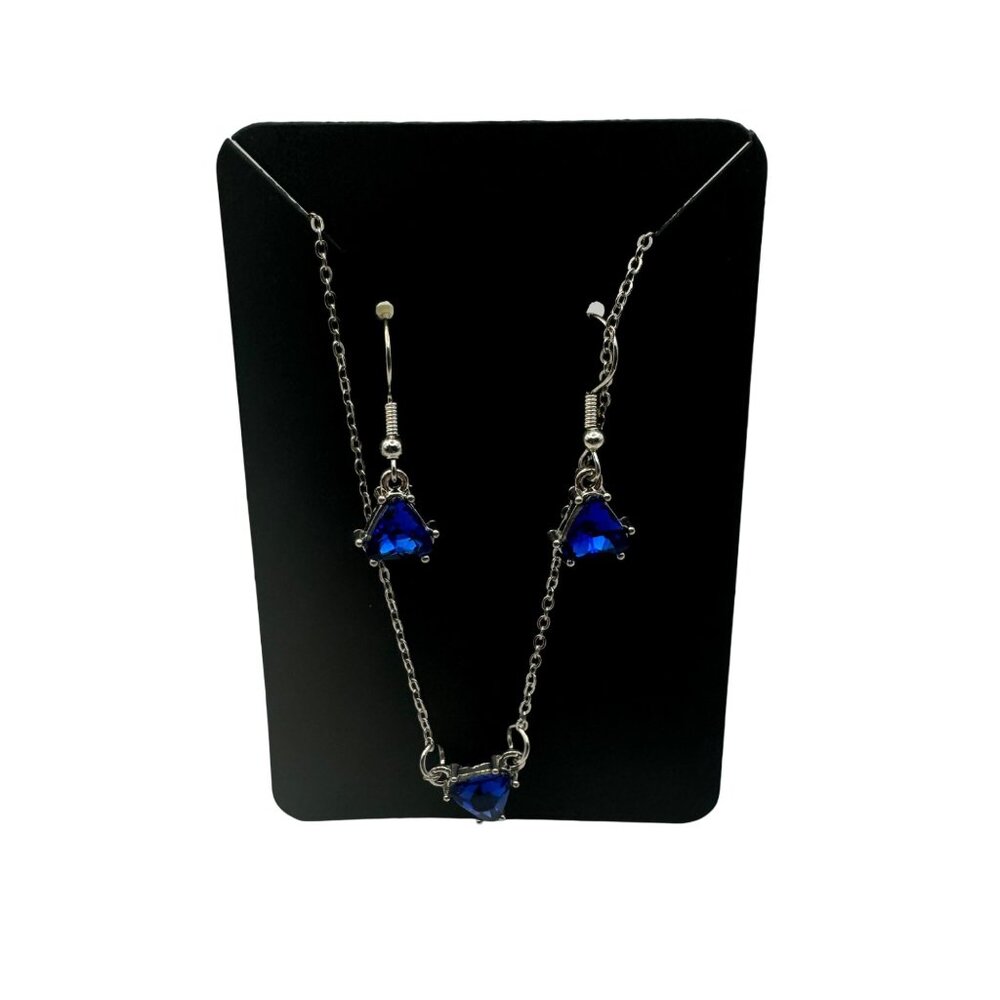 Elegant Blue Crystal Necklace & Earring Set